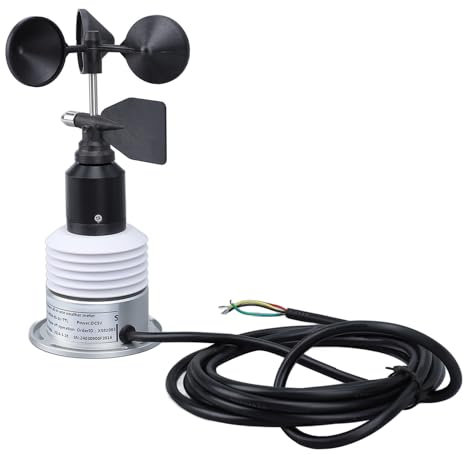 Anemómetro Topyond, medidor meteorológico 5 en 1 con sensor de velocidad del viento, temperatura, humedad, presión de aire para estaciones meteorológicas interiores y exteriores,