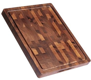 THETCHRY Walnut Wood Cutting Boards for Kitchen, End Grain Chopping Board Double Sided, Large Cutting Board with Handle, Charcuterie Butcher Block for Meal Prep & Serving with Gift Box, 17×13×1
