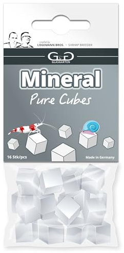 GlasGarten Mineral Pure Cubes | 16 STK. – Ergänzungsfutter/Mineralfutter für Ziergarnelen, Schnecken & Krebse, verbesserte Wasserqualität, direkte Einwirkung auf Gesamthärte & Leitwert