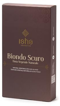 isha cosmetics - Hennè Biondo Scuro 100g – Tinta per Capelliin Polvere Vegetale e Naturale