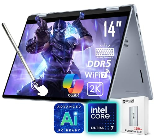 Dell 14 Plus 2-in-1 AI Ready Laptop, 14 2K Touchscreen, Core Ultra 7 256V(>i9-12900K), Copilot+ PC, Backlit Keyboard, WiFi 7, Thunderbolt 4, Windows 11 Pro, Ice Blue(16GB 8533 MHz DDR5 RAM | 1TB SSD)