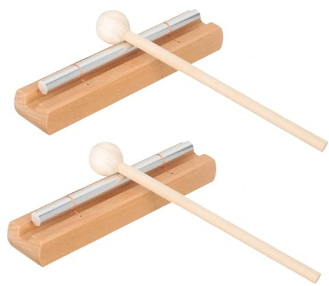Levemolo 2 Uppsättningar Meditation Chimes med Träbas och Aluminiumrör Klar Handklang för Mindfulness Yoga och Klassrumsanvändning Ljudterapi och Uppmärksamhetsinstrument