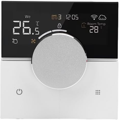 RiToEasysports WiFi Smart Thermostat, Enkel Programmering, Färgskärm för Fjärrkontroll, Full Beröring, Rymdbesparande Installation, för Elektriskt Värmesystem med Smart Termostatknopp