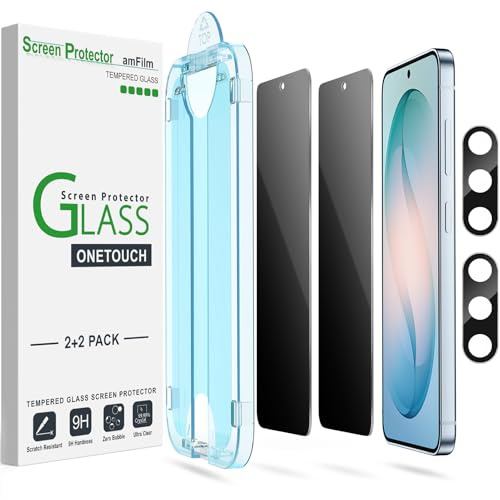 amFilm 2+2 Stycken Integritetsskydd för Samsung Galaxy S26 5G, med Kameraobjektivskydd [Spionskydd Och Integritetsskydd] | Härdat glas, automatisk justering, bubbelfri, anti-spionskydd, med kameraobjektiv [2+2 stycken]