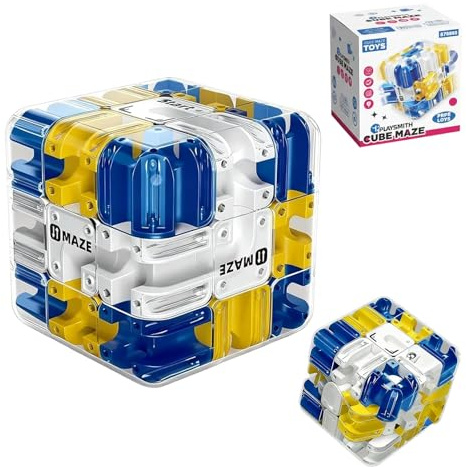 Large Labyrinth 3D Maze Cube, Logical Challenge 3x3 Maze Puzzle Cubes Toy for Stress Relief, 3D Rolling Ball Maze, Brain Teaser Cube Toy,Focus and Problem Solving Gift for Kids and Adults