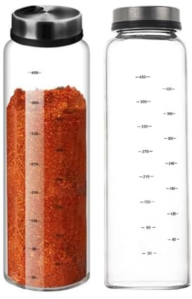 Vauki Barattoli per spezie con coperchio girevole, 2 pezzi da 500 ml per sale e pepe, contenitori per spezie con 3 tipi di fori per spezie, grande spargispezie in vetro per cucina, sala da pranzo o