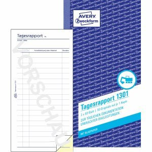 AVERY Zweckform 10 x Formularbuch Tagesrapport 10,5x20cm VE=2x50 Blatt