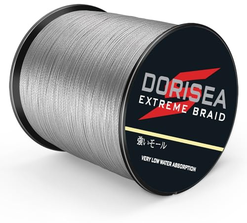 Dorisea Extreme Braid - Línea de pesca trenzada 100% Pe, 328 yardas, prueba de 6-300 libras (gris, 200 libras/0.75 mm (8 hebras)