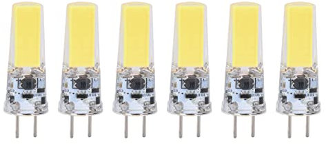 Fafeicy 6Pcs GY6.35 500lm LED Birne, 5W Silikon COB Glühbirne, 360°-Wärmeableitungsdesign, für Kronleuchter, Deckenlampen, Deckenventilator Lampen, AC12V/DC12-24V (Kaltes Weiß)