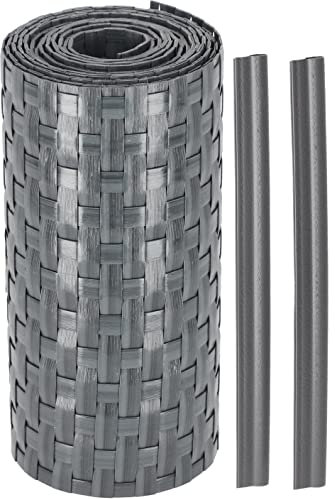 KOTARBAU® Tiras de privacidad de ratán 19x255 Rollo de Valla, Rollo de Paneles de ocultación, Valla Protectora para Jardines y Balcones Gris, Tiras de protección Visual par a balcón, Tiras privacidad