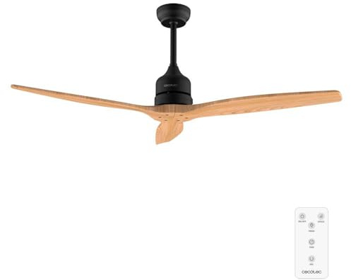 Cecotec - Deckenventilatoren EnergySilence Aero 5270 Black&LightWood, DC 40W Motor, Durchmesser 132 cm, Steuerung, Timer, 6 Geschwindigkeiten, Sommer und Winter, einstellbare Höhe 15 oder 25 cm, Leise