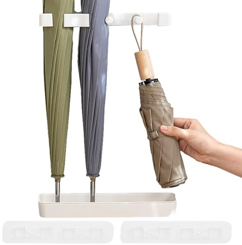 Veeteah Umbrella Stand, Wall Mounted Umbrella Holder Rack, No Drill Adjustable Height Umbrella Storage Stand for Hallway, Indoor, Entryway