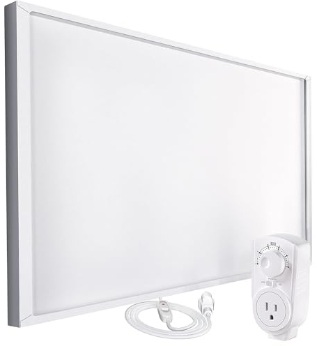 EconoHome 600W Infrared Wall Heater - with Plugin Stat - Radiant Wall Heaters - Quick & Even Heat Distribution, Silent Fanless Operation, Thin & Sleek Profile - Overheat Protection Feature