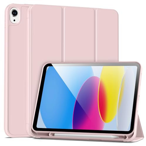 BFGTSJF Case for iPad A16 11th Generation Case 11 Inch 2025, iPad 10th Generation 2022 10.9 Inch with Pencil Holder, Auto Wake/Sleep, Support Touch ID, Protective Smart Trifold Stand Case, Pink