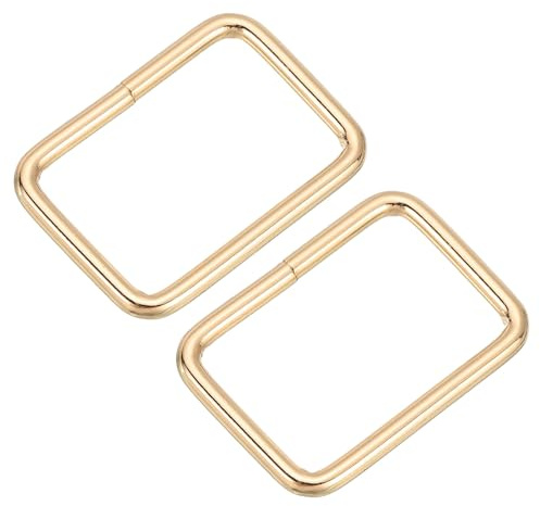 QUARKZMAN 4 piezas de Anillo Rectangular de Metal, 1 1/2 x 1 pulgada, Hebilla Rectangular de Metal para Correas de Bolsas, Accesorios de Bricolaje, Tono Dorado