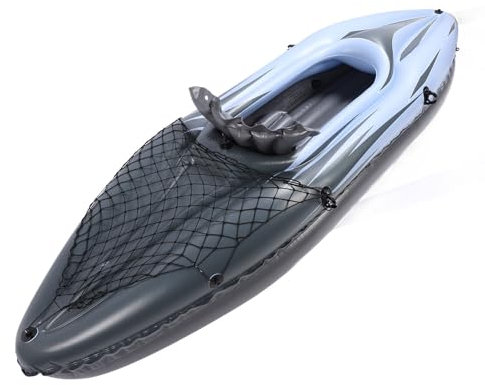 Masyrt Portable Inflatable Kayak Set for 1 Person, UV Resistant Blow Up Canoe Boat with Hand Pump, Paddle & Storage Bag, Ideal for Fishing (Blue)