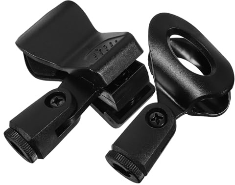 BESTonZON 2 Pinzas para Micrófono de Plástico Negro Compactas y Ligeras Paquete de 2 Unidades Ideales para Grabaciones y Presentaciones