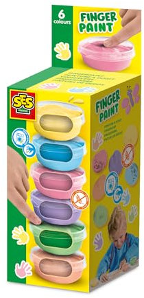 SES Creative | Pastell Fingerfarben – Abwaschbar & Wiederverwendbar | 6 Sanfte Farben ab 2 Jahren | Fördert Feinmotorik, Selbstständigkeit & Sinneserfahrung | 00397