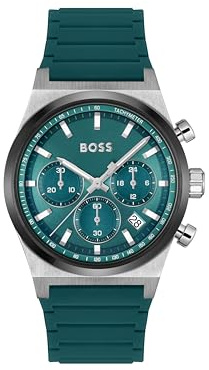 BOSS Reloj Cronógrafo de Cuarzo para Hombre Colección Candor Chrono con Correa de Silicona Verde - 1514244