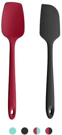 Doosu Juego de 2 espátulas de silicona: Espátula plana de goma para hornear resistente al calor de 315 °C de grado alimenticio libre de BPA utensilios de cocina espátula para mezclar raspar (Multi-1)