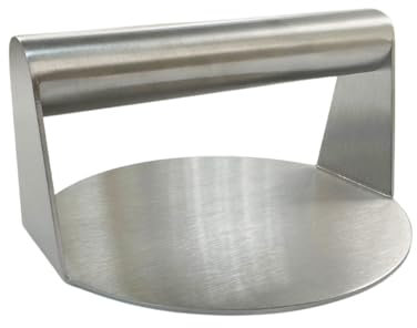 Fackelmann Pressa schiaccia hamburger in acciaio inossidabile, ideale per smash burger, per burger sulla piastra, lavabile in lavastoviglie, dimensione Ø14x10 cm