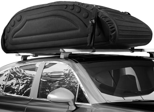 COSTWAY 400L Dachbox Auto, Dachkoffer mit Transportbändern & Tragetasche, Dachtasche, Gepäcktasche, Gepäckbox, Dachgepäckträger Tasche für Autos, SUV, Schwarz