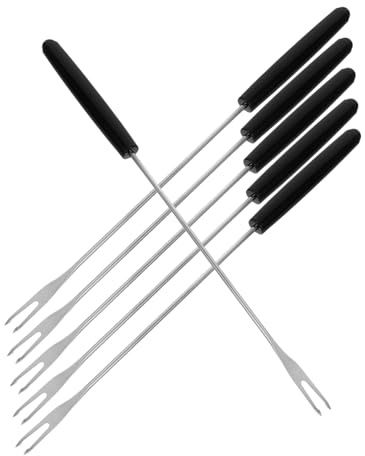 FUNOMOCYA 6 pièces Set de Fourchettes à Fondue Acier Inoxydable Manches Longs Noirs Résistantes et Multifonctions pour Fromage Chocolat Fruits et Grillades Barbecue