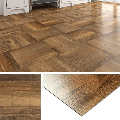 Livelynine Pavimento PVC Adesivo Effetto Legno Rustico Piastrelle Adesive Pavimento Cucina 30x30 32 Piastrelle Impermeabili Parquet Adesivo per Pavimenti Bagno Rivestimento Pavimenti Interno Soggiorno