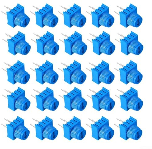 Bulevisiter Potenciómetro de ajuste 20 piezas con perilla azul – 1K 10K 50K 100K Ohm resistencias variables para proyectos Arduino, industriales y robótica - 270 (1K10K50K100K)