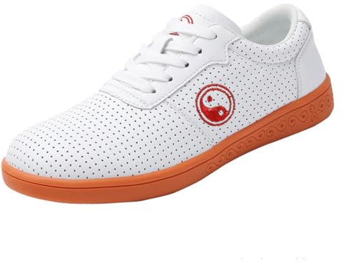 UCUZMI Tai Chi Kung Fu Shoes Breathable Chinese Traditional Martial Arts Footwear Men's and Women's Canvas Training Sneakers,White,6.5