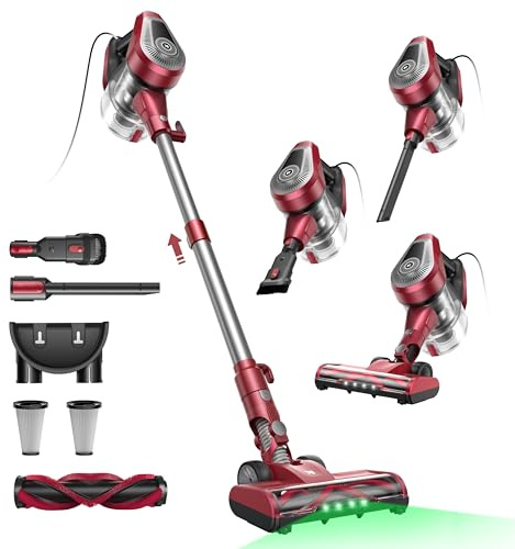 Vexilar C8 Staubsauger mit Kabel, 60KPa & 600W Starke konstante Saugkraft, Staubsauger beutellos, 7m Kabel, Selbststehend, Anti-Tangle-Bürste, Handstaubsauger für Tierhaare, Fugen & Hartböden
