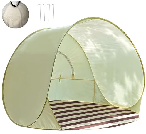 Refugio de playa Pop Up protección UV XXL, 3-4 personas UPF 40+ Popup Beach Refuj para bebé, refugio de playa, protección UV, protección contra el viento, protección solar desplegable, tamaño pequeño