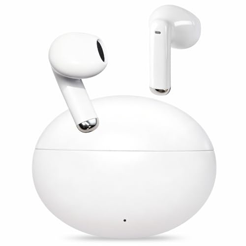 yobola Cuffie Bluetooth 5.4, In-Ear Auricolari Wireless Comodo Cuffiette | Hi-Fi Stereo con 4 Microfoni HD, Controllo Tattile IPX7 Impermeabili, Mini Leggero, USB-C, 27 Ore, per iPhone Android, Bianco