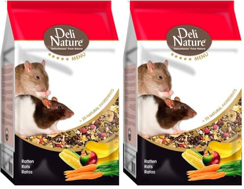 DELINATURE - Mixtura para Ratas, Alimento Natural y Nutritivo, Rico en Semillas y Frutos Secos, Complemento Ideal para una Dieta Balanceada (Paquete de 2)