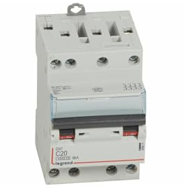 406911 Disjoncteur tétrapolaire 20A - 4P Courbe C - 4,5/6kA - À vis - Legrand DX3