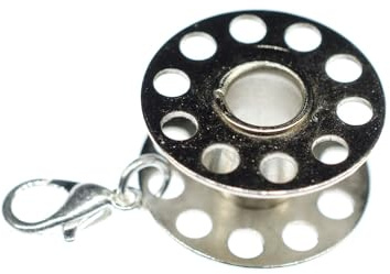 Miniblings spole sytråd charm skräddare sy garn skräddare mode – handgjorda modesmycken I silverpläterad silverpläterad – berlockarmband – hänge för armband, 20mm, metall Bomull, utan sten