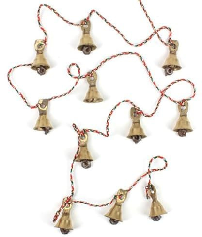 Rastogi Handicrafts Brass Decorative String of 11 Metal Vintage Indian Style Fair trade Wall Hanging Bells (4)