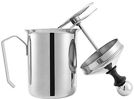 Molinter Milk Frother Stainless Steel Double Mesh Manual Foam Cup Foam Cream Jug for Coffee Latte Hot Chocolate Coffee Cappuccino Foamer Creamer (400 ml)