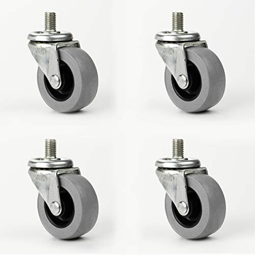 Hergestellt in Großbritannien – 4 Lenkrollen, 50 mm M8 x 15 mm Gewinde, zum Schrauben von Möbeln, Geräten, Trolleys mit weichem Profil, leiser Reifen.