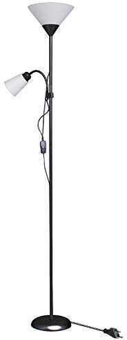 Piantana lampada LED da terra 2 luci E27 braccio flessibile lettura divano 230V