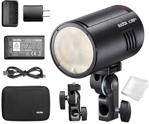 Godox AD100Pro AD100 Pro Monolight, 100Ws 2.4G Flash Strobe, 1/8000 HSS, 0.01-1.5s Recycling, 360 Full Power Flashes, 2600mAh Battery, Support TTL/M/Multi Functions, Lightweight Compact, OLED Panel
