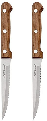 NAVA Steakmesser Pizzamesser mit gezackten Klingen 21,5 cm 2er Set