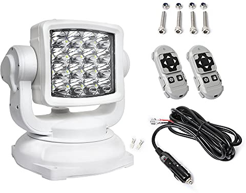 EXZEIT 80W Led Searchlight for Boat Marine, 8000Lumens Spotlight with Wireless Remote, Magnetic Base, DT Plug Wiring Kit, Great for Rescue Restoration Offroad Lighting