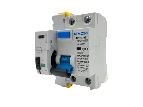 Interruptor diferencial auto rearmable Super inmunizado SI de 40A Tipo A, 6Ka 2P 30ma (Tiempo de reconexión 10, 60, 300s). (2P 40A 30MA)