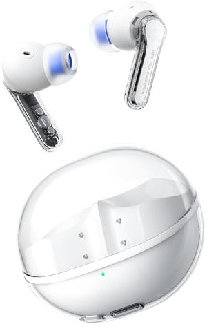 SoundPEATS Clear Auriculares Bluetooth, Auriculares Inalámbricos Bluetooth 5.3, Controlador de 12 mm y Micrófono Dual con ENC para Llamadas Claras, Modo de Juego, Control de App, 40 Horas