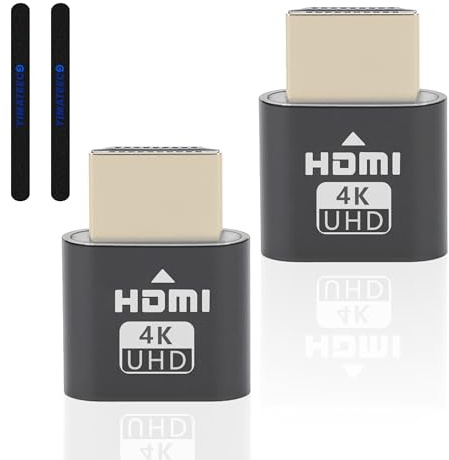 YIMATEECO HDMI Dummy Plug 4K, Virtual Display Emulator Monitor Headless Ghost Display Adapter Support 3840x2160 @60HZ, 1080P DVI EDID Emulator for Computer (Headless Display Adapter, 2 Pack, Grey)