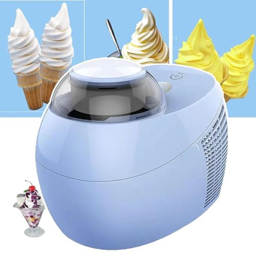 WhAeoy Automatic Ice Cream Maker(500ml), without Pre-cooling + Easy to Clean, with Transparent Lid, One-button Start, Compact / 24 * 17 * 19cm, for Frozen Fruit,A