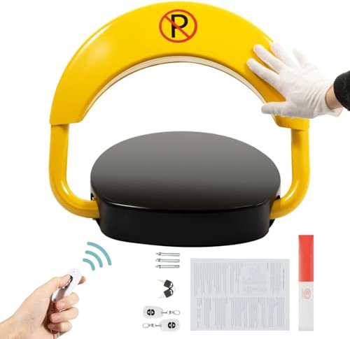 DAOHHFO Parkplatzsperre mit Fernbedienung-Antikollision 180° klappbar Wasserdicht Automatische Parkplatzsperre, mit 2 Fernbedienungen, Intelligente Auto-Parksperre Alarmfunktionen
