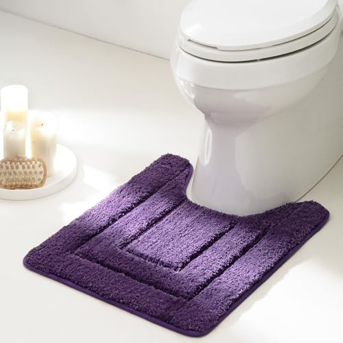 GRANNY SAYS Bathroom Toilet Rugs U Shaped, Bath Mats for Bath, Bathroom Rugs Non Slip Washable, Absorbent Microfiber Toilet Mat, Soft Plush Shaggy Bath Carpet, 20 x 24, Purple