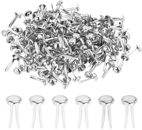 PATIKIL 1000Pcs Paper Brass Fasteners Split Pins Pastel Silver Tone 4.5x8mm | Metal Brads Round Head Plated Fastener for Craft Art Scrapbooking DIY Supplies